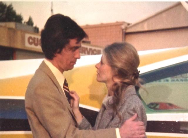 Rick Lenz and Lindsay Wagner in a still shot from Bionic Woman.