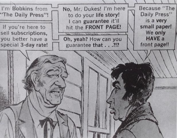 A cartoon panel from Mad Magazine from the movie, The Shootist.